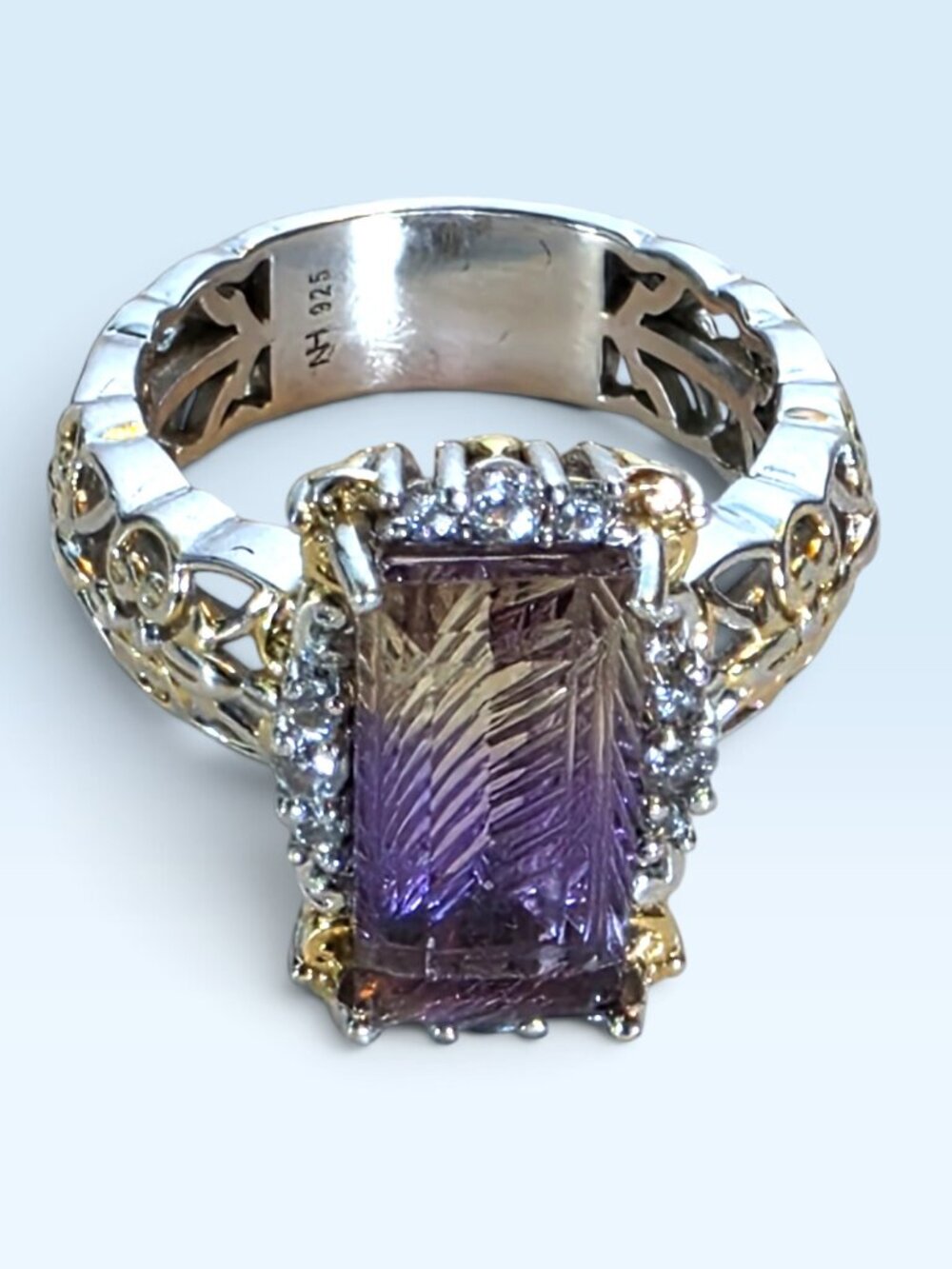 Vintage Michael Valitutti Gems en Vogue Natural Ametrine 925 Silver Ring